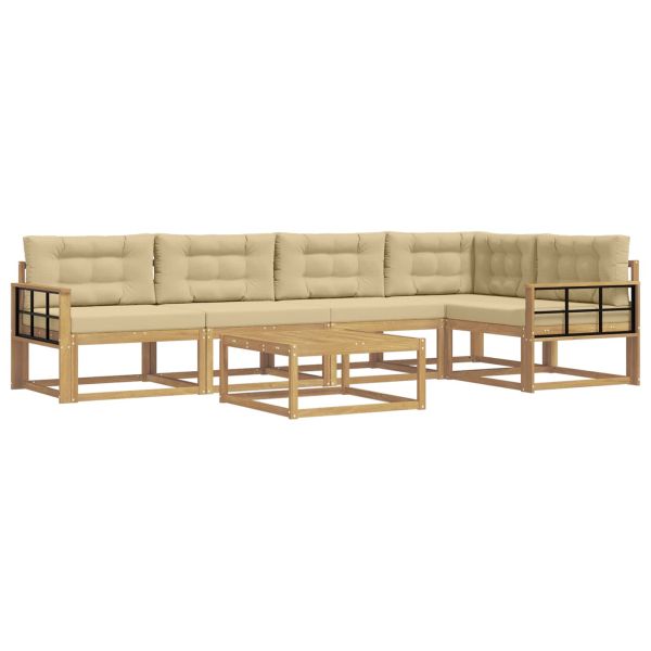 Комплект дивани за открито 6 pcs Бяло и Бежово 79 x 79 x 37 см