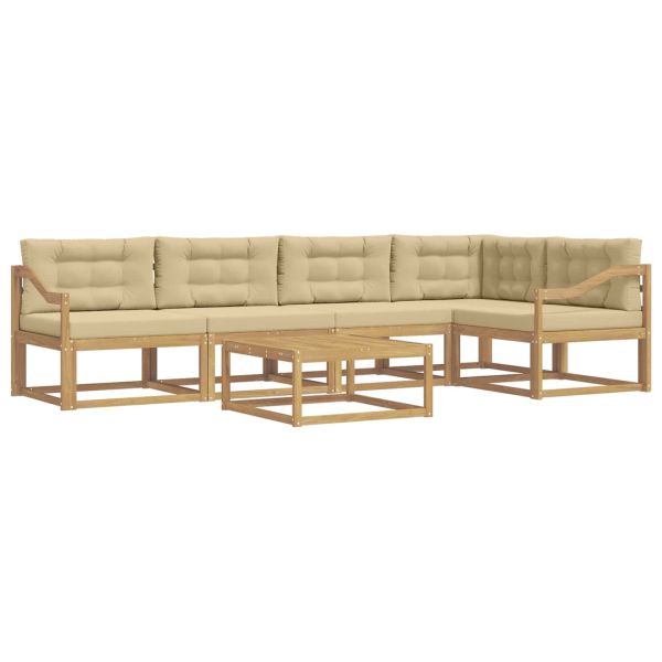Комплект дивани за открито 6 pcs Бяло и Бежово 79 x 79 x 37 см
