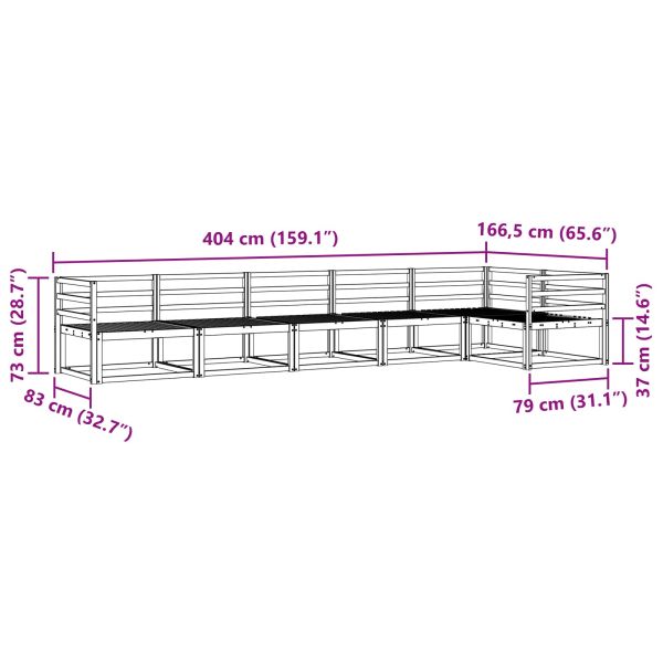 Комплект дивани за открито 6 pcs Бяло 404 x 166,5 x 73 см