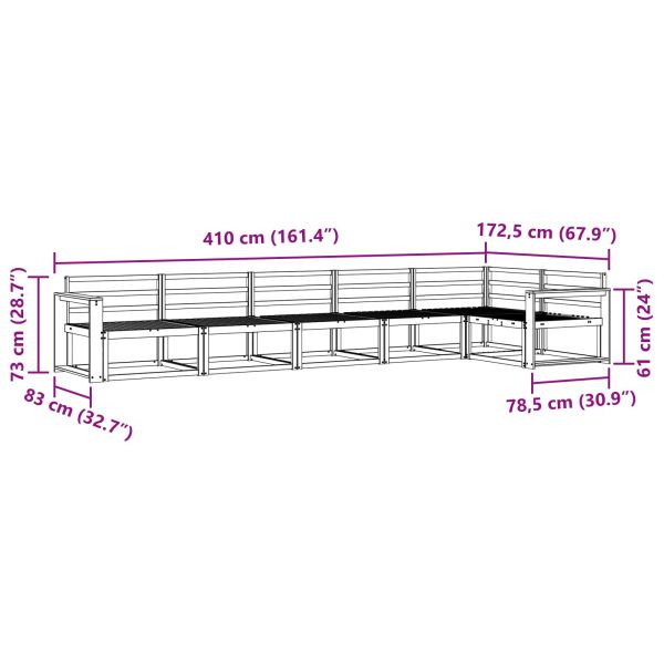 Комплект дивани за открито 6 pcs Бяло 410 x 172,5 x 73 см