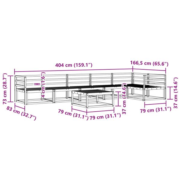 Комплект дивани за открито 7 pcs Бяло 79 x 79 x 37 см