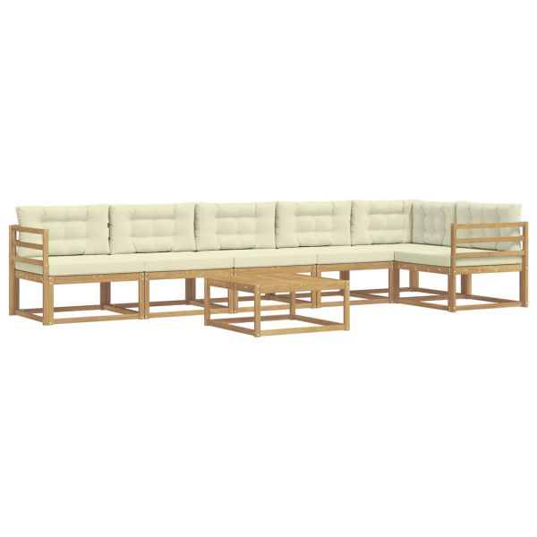 Комплект дивани за открито 7 pcs Бяло и кремаво 79 x 79 x 37 см