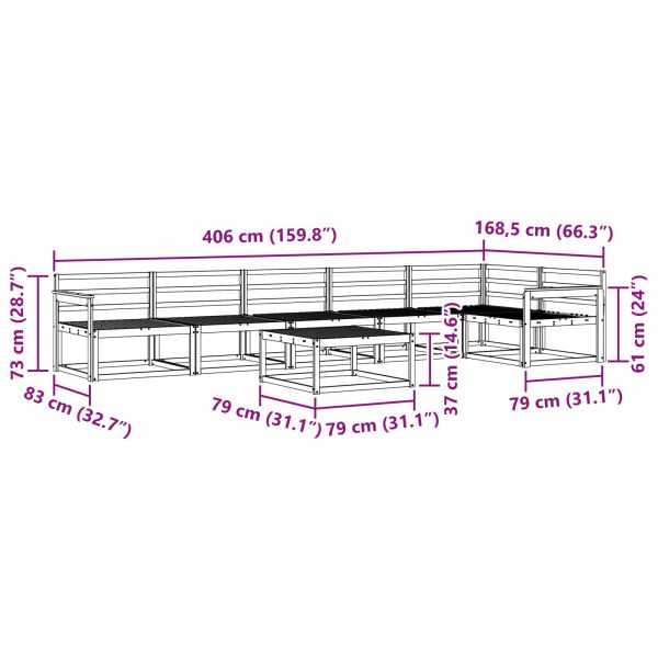 Комплект дивани за открито 7 pcs Бяло 79 x 79 x 37 см