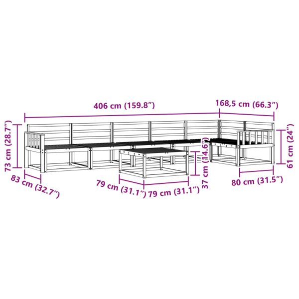 Комплект дивани за открито 7 pcs Бяло 79 x 79 x 37 см