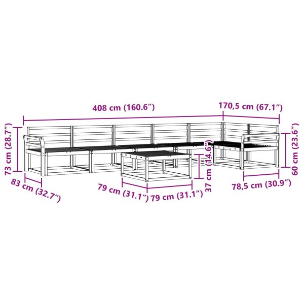 Комплект дивани за открито 7 pcs Бяло 79 x 79 x 37 см