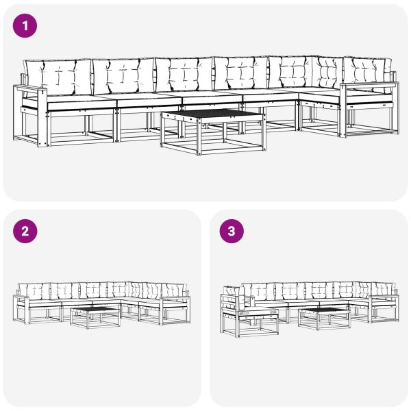 Комплект дивани за открито 7 pcs Бяло и кремаво 79 x 79 x 37 см