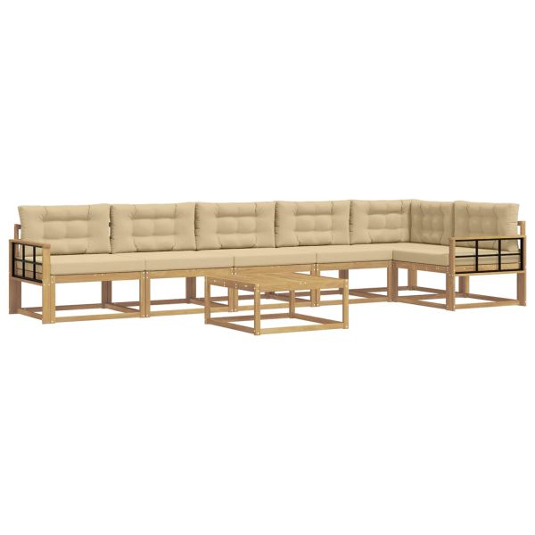 Комплект дивани за открито 7 pcs Бяло и Бежово 79 x 79 x 37 см