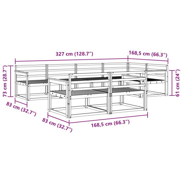 Комплект дивани за открито 8 pcs Бяло 327 x 168,5 x 73 см
