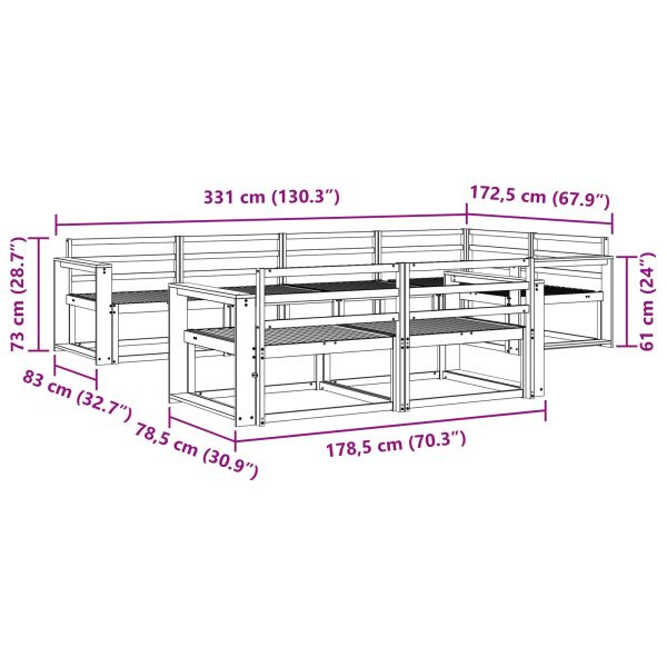 Комплект дивани за открито 8 pcs Бяло 331 x 172,5 x 73 см