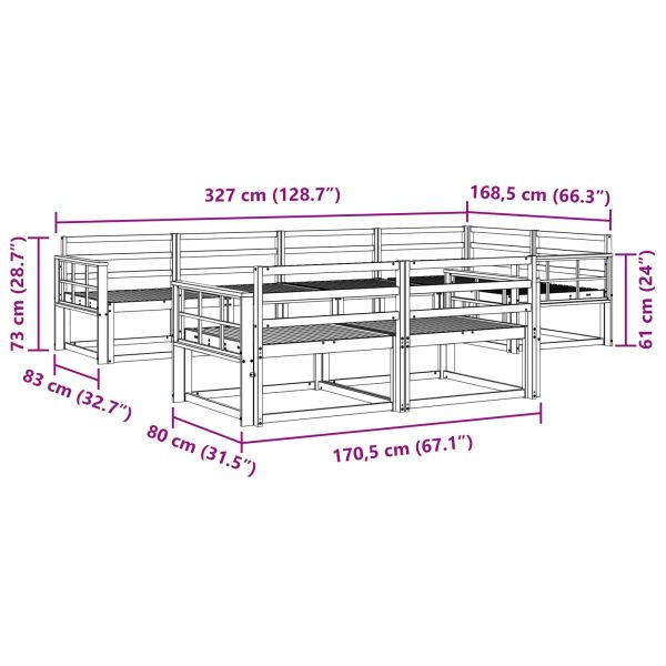 Комплект дивани за открито 8 pcs Бяло 327 x 168,5 x 73 см