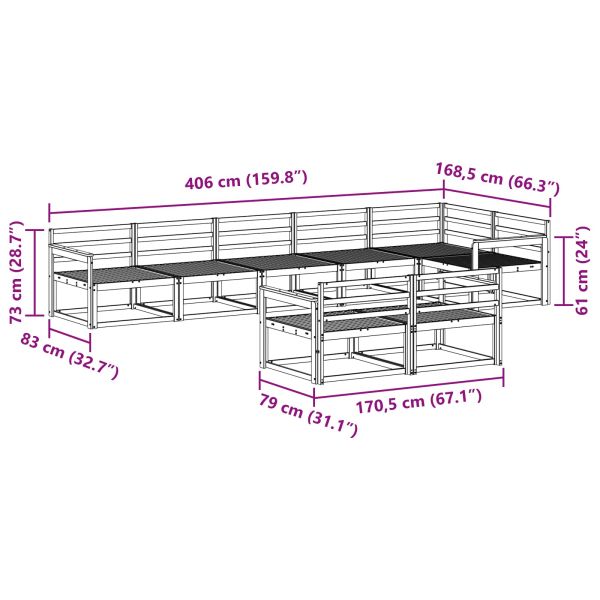 Комплект дивани за открито 8 pcs Бяло 406 x 168,5 x 73 см