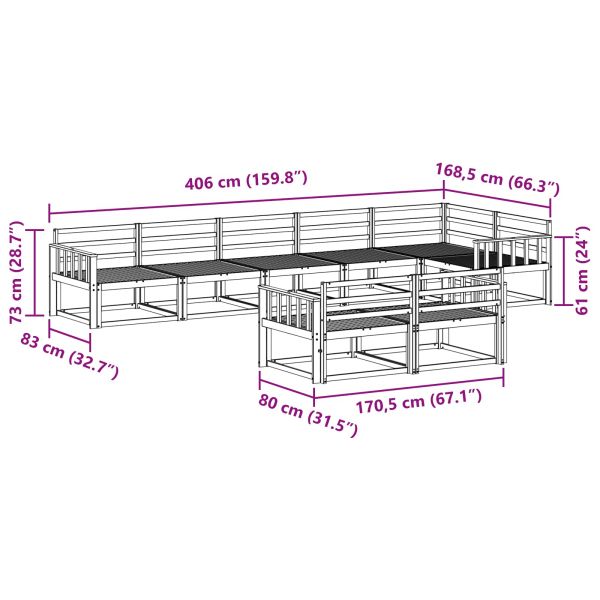 Комплект дивани за открито 8 pcs Бяло 406 x 168,5 x 73 см