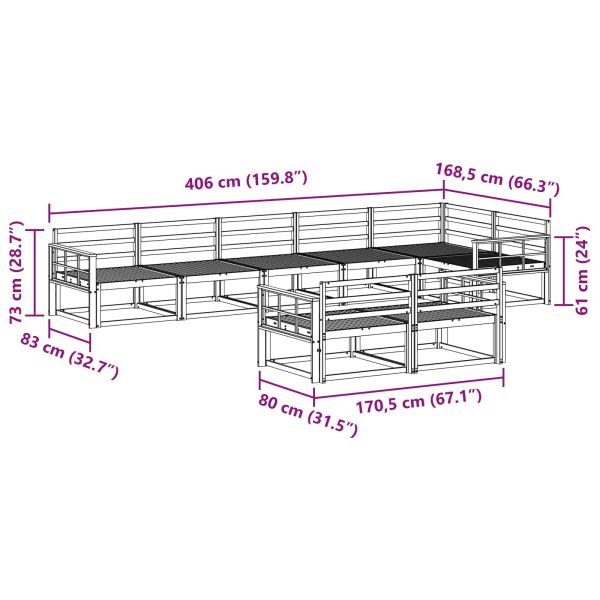 Комплект дивани за открито 8 pcs Бяло 406 x 168,5 x 73 см