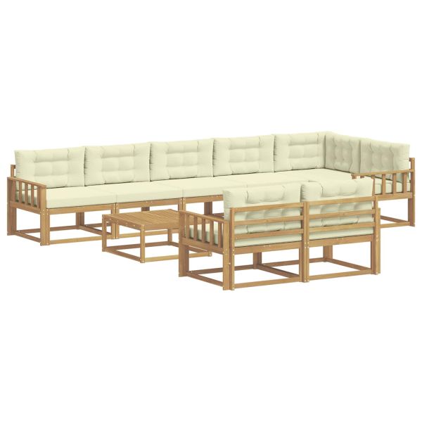Комплект дивани за открито 9 pcs Бяло и кремаво 79 x 79 x 37 см