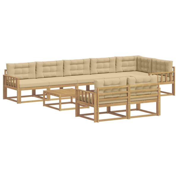 Комплект дивани за открито 9 pcs Бяло и Бежово 79 x 79 x 37 см