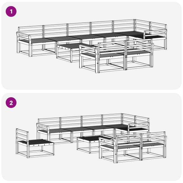 Комплект дивани за открито 9 pcs Бяло 79 x 79 x 37 см