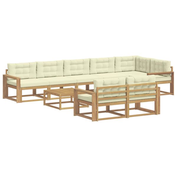 Комплект дивани за открито 9 pcs Бяло и кремаво 79 x 79 x 37 см