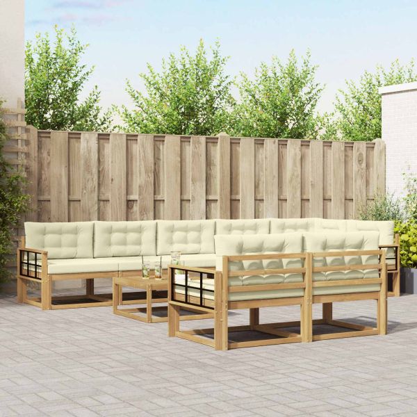 Комплект дивани за открито 9 pcs Бяло и кремаво 79 x 79 x 37 см