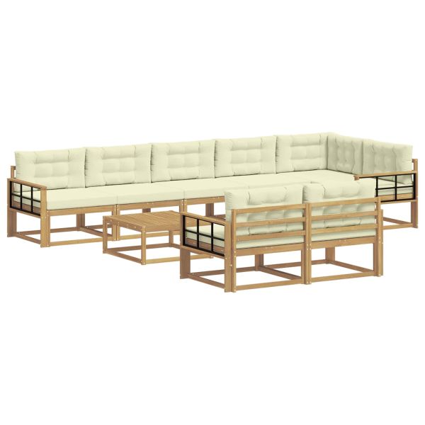 Комплект дивани за открито 9 pcs Бяло и кремаво 79 x 79 x 37 см