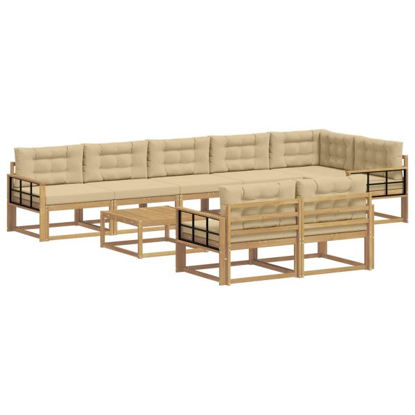 Комплект дивани за открито 9 pcs Бяло и Бежово 79 x 79 x 37 см