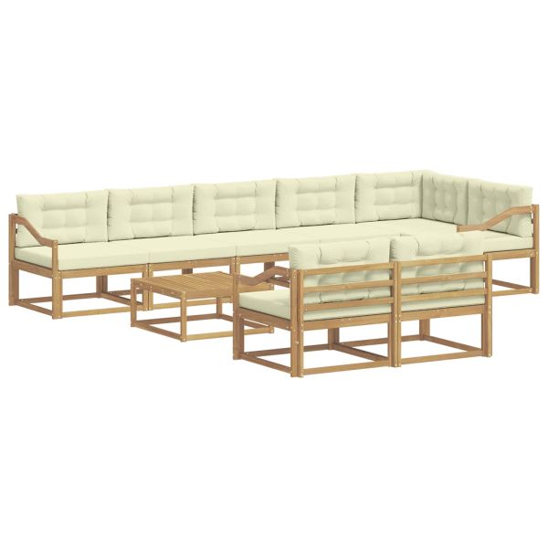 Комплект дивани за открито 9 pcs Бяло и кремаво 79 x 79 x 37 см