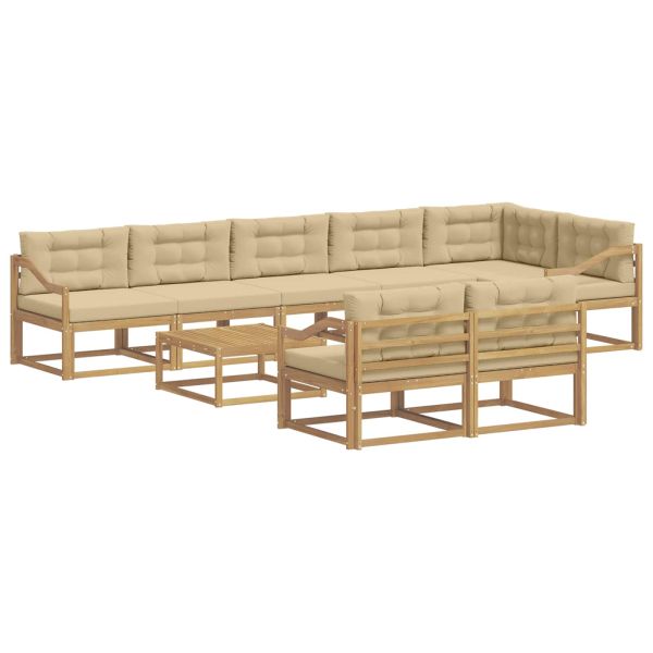 Комплект дивани за открито 9 pcs Бяло и Бежово 79 x 79 x 37 см
