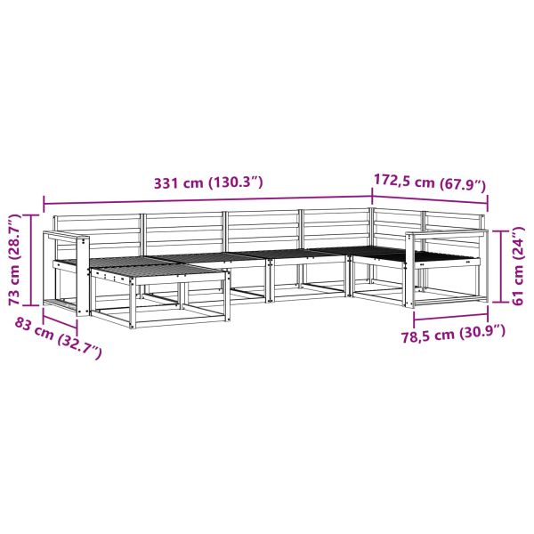 Комплект дивани за открито 6 pcs Бяло 331 x 172,5 x 73 см
