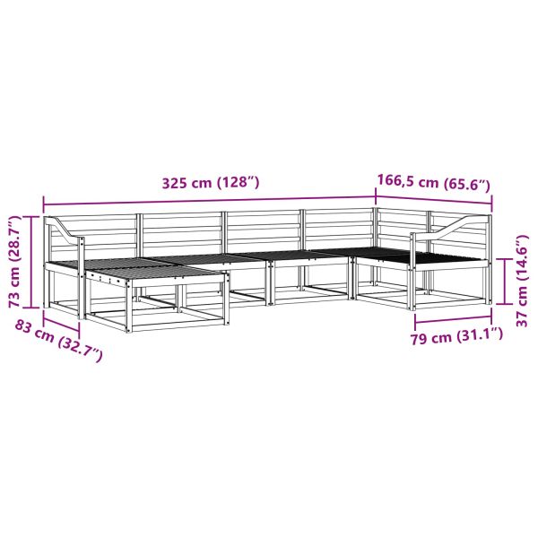 Комплект дивани за открито 6 pcs Бяло 325 x 166,5 x 73 см
