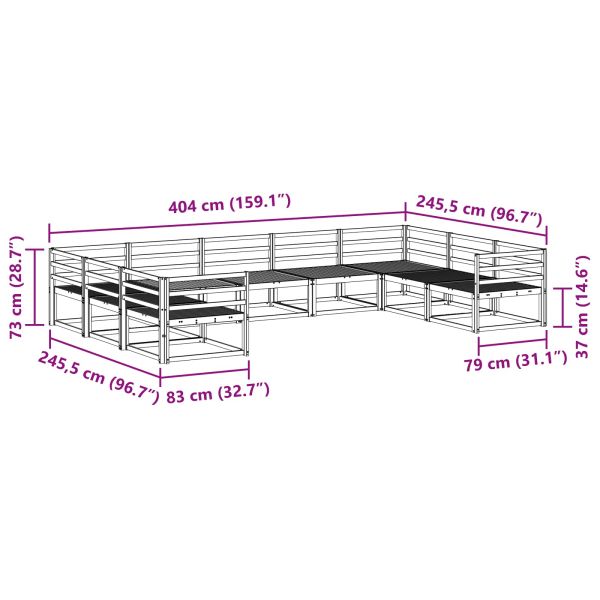 Комплект дивани за открито 9 pcs Бяло 404 x 245,5 x 73 см