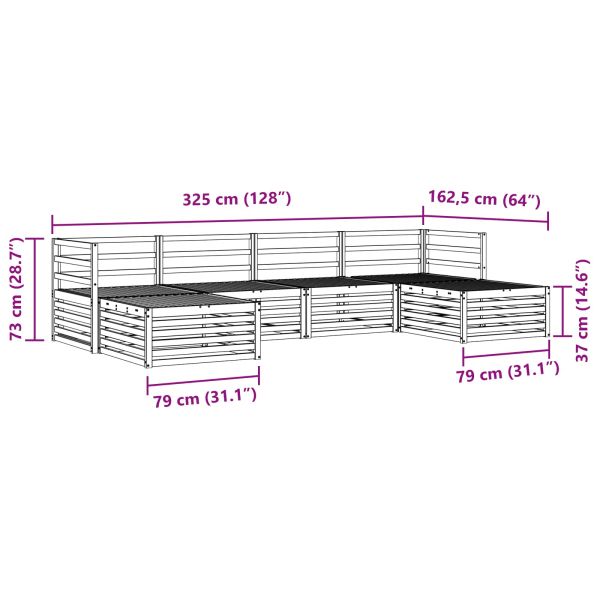 Комплект дивани за открито 6 pcs Бяло 325 x 162,5 x 73 см