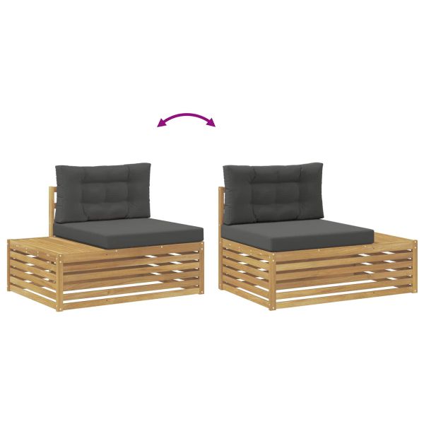 3 Брой Комплект дивани за открито Полиестер Бяло