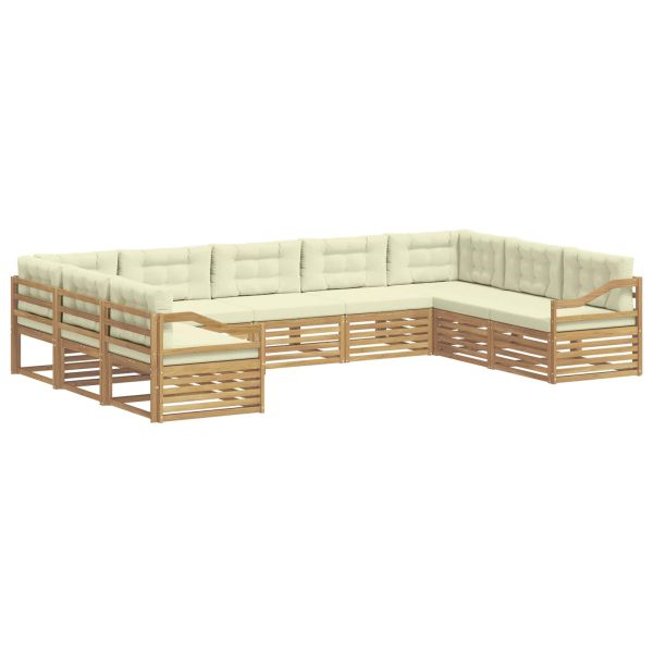 Комплект дивани за открито 9 pcs Бяло и кремаво