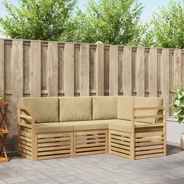 Комплекти дивани 4 pcs Бяло и Бежово 185,5 x 126,5 x 73 см