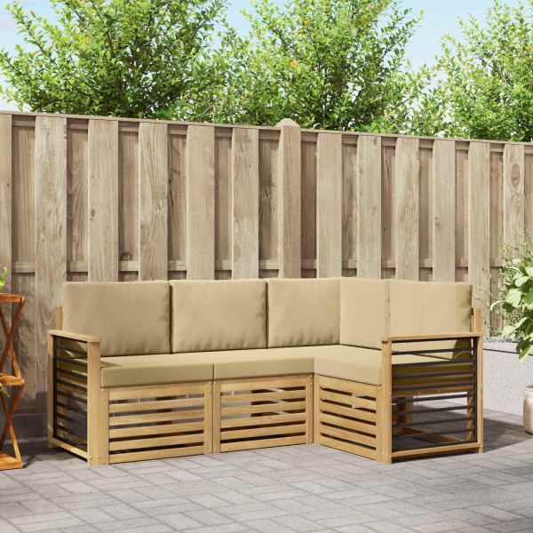 Комплекти дивани 4 pcs Бяло и Бежово 187,5 x 128,5 x 73 см