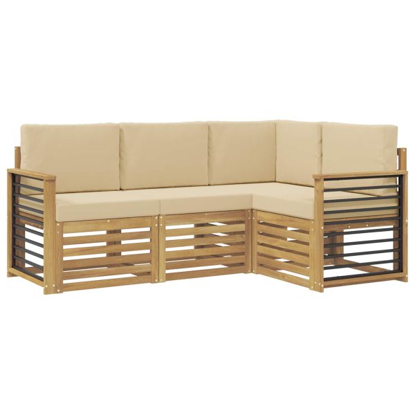 Комплекти дивани 4 pcs Бяло и Бежово 187,5 x 128,5 x 73 см