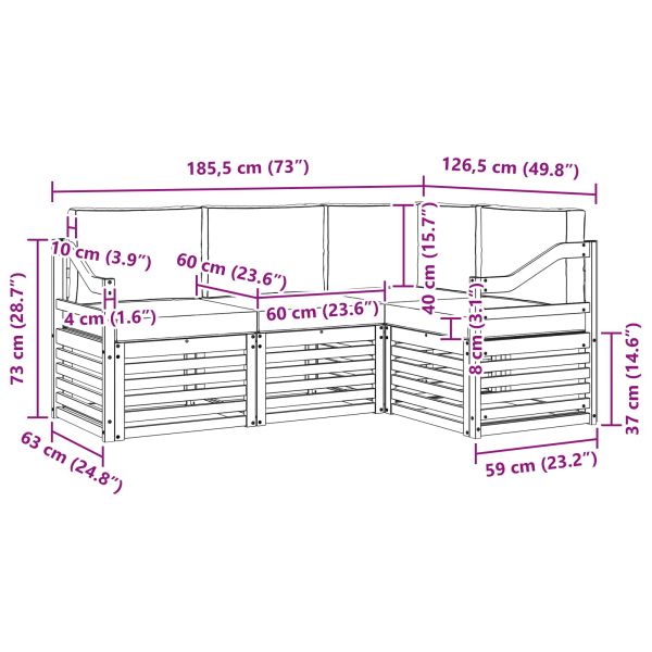 Комплекти дивани 4 pcs Бяло и Бежово 185,5 x 126,5 x 73 см