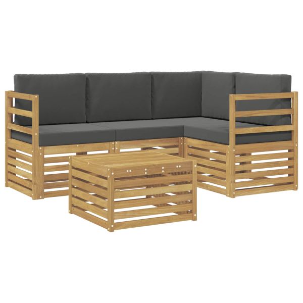 Комплект дивани за открито 5 pcs Бяло и антрацит