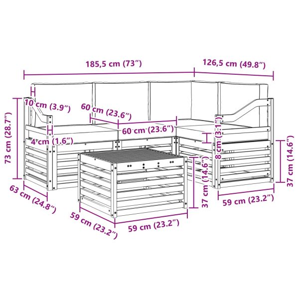 Комплект дивани за открито 5 pcs Бяло и антрацит