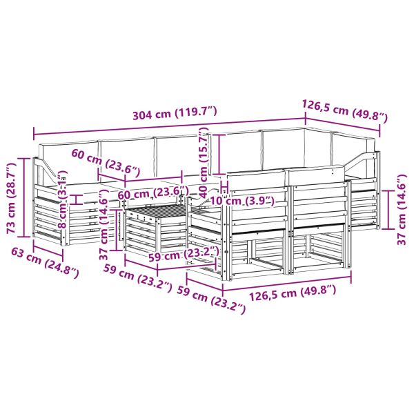 Комплект дивани за открито 8 pcs Бяло и антрацит