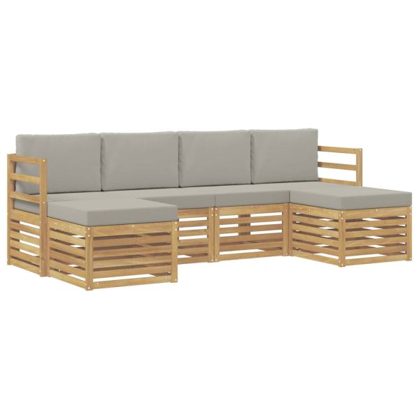 Комплекти дивани 6 pcs Бяло и светлосиво 245 x 122,5 x 73 см