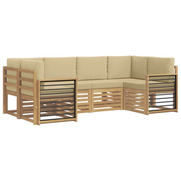 Комплект секционен диван 6 pcs Бяло и Бежово