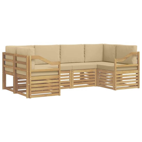 Комплект секционен диван 6 pcs Бяло и Бежово
