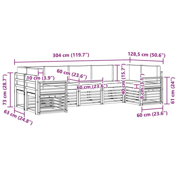 Комплект секционен диван 7 pcs Бяло и Бежово