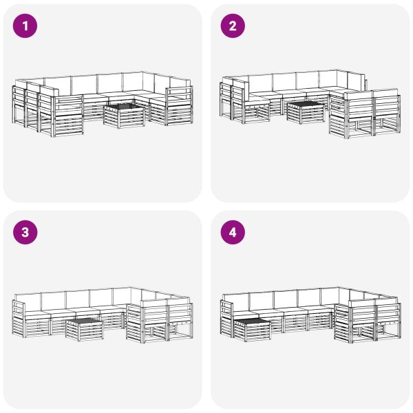 Комплекти дивани 10 pcs Бяло и светлосиво 59 x 59 x 37 см