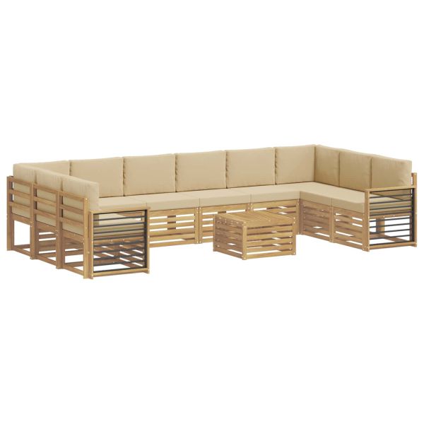 Комплект дивани за открито 11 pcs Бяло и Бежово 59 x 59 x 37 см