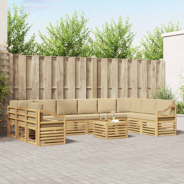 Комплект дивани за открито 11 pcs Бяло и Бежово 59 x 59 x 37 см