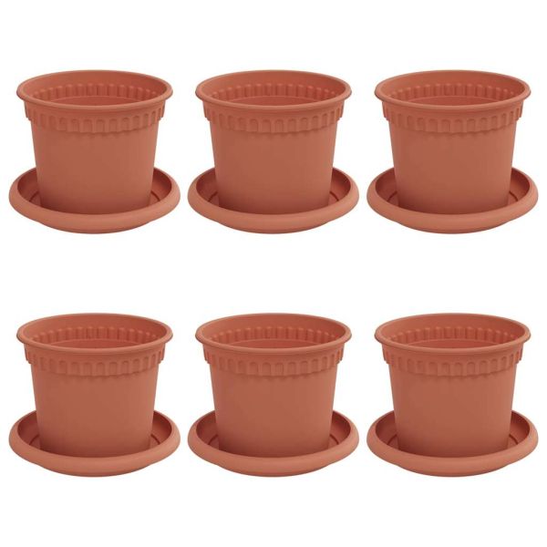 Саксии за растения 6 pcs Червено тухла Ø 12,5 x 10 см Пластмаса