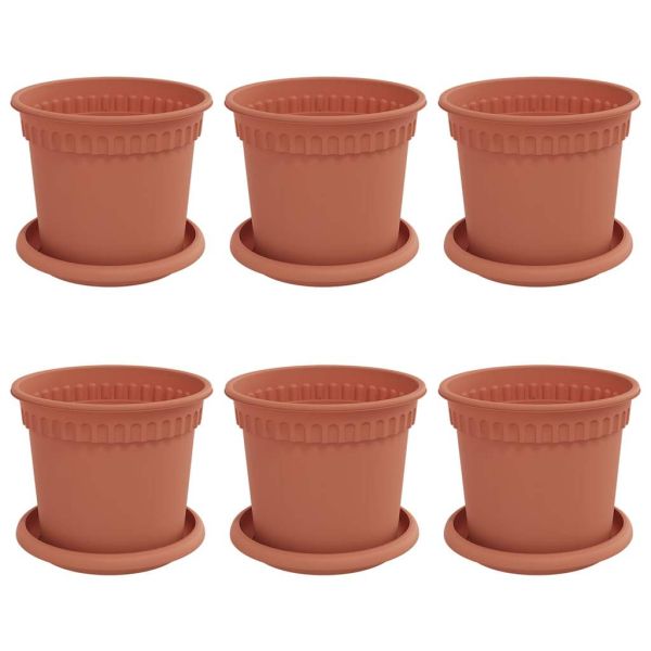 Саксии за растения 6 pcs Червено тухла Ø 15 x 12 cm Пластмаса