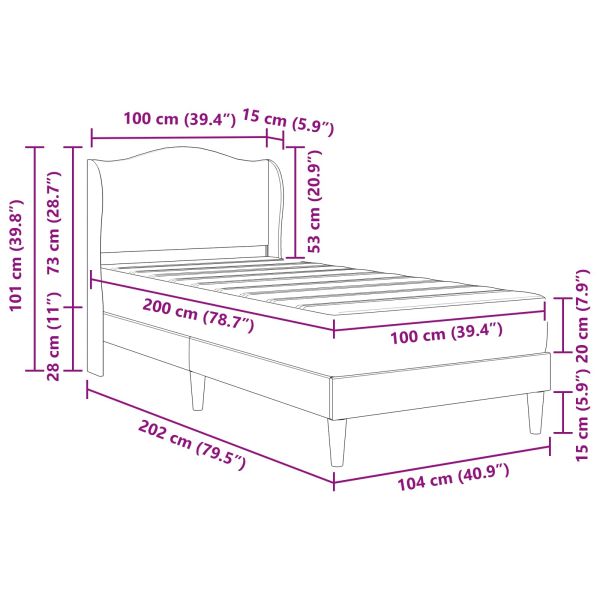 Рамка за легло с таблото Тъмнозелено 100 x 200 cm Кадифе