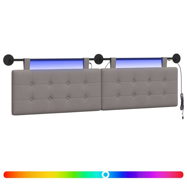 Табла за легло висяща С LED осветление Таупе Текстил
